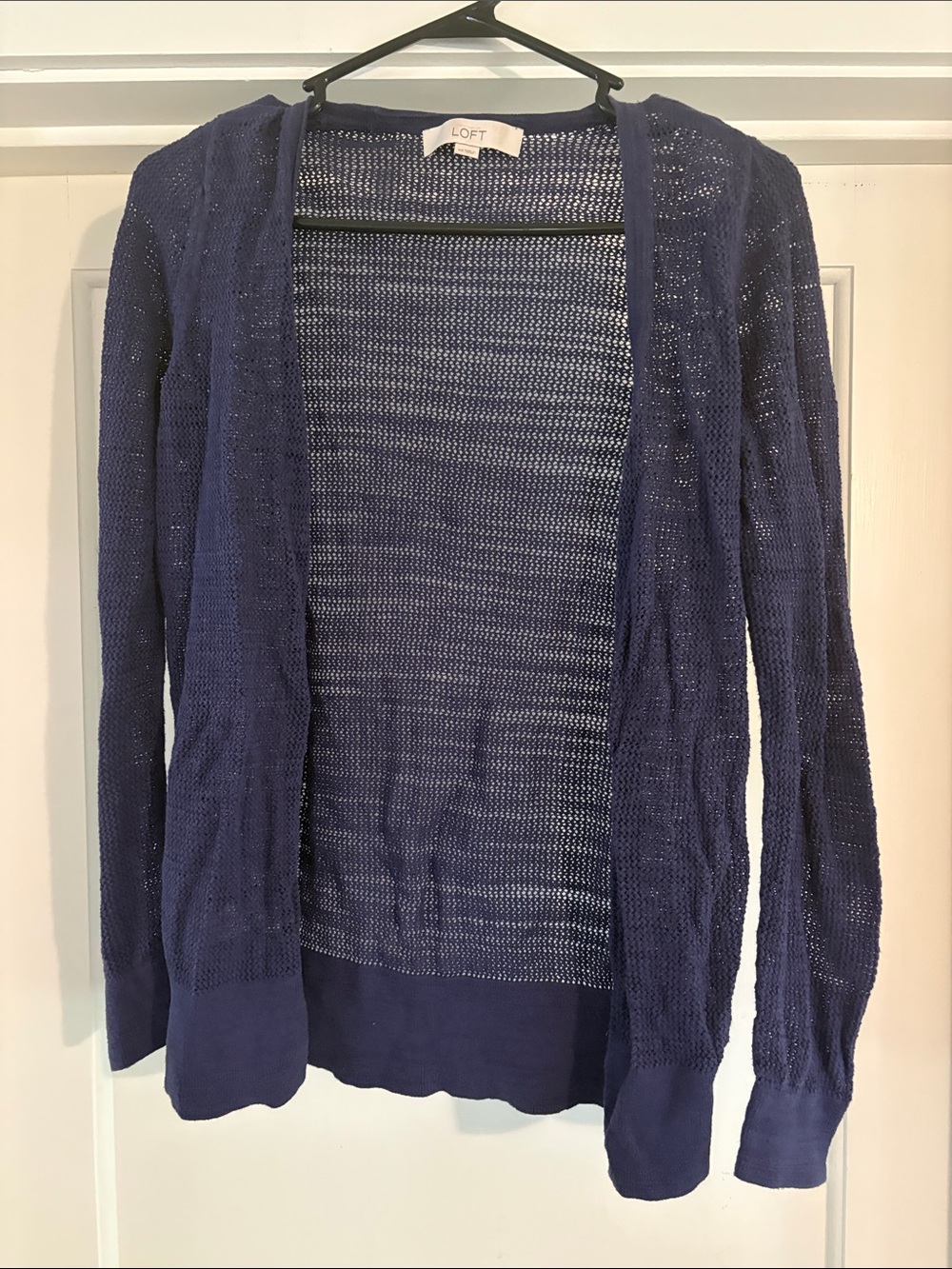 LOFT Navy Open-Weave Lightweight Cardigan